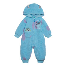 Disney Monsters Inc. Mike Sully Macaco de cosplay para bebs recm-nascidos meninos aconchegante Sherpa com zper azul/Sulley 3-6 meses