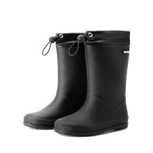 DREAM PAIRS Kids Rain Boots Boys Girls Lightweight Boots Waterproof Easy-on Outdoor Playing Rain Boot Unisex-Child Size 4 Big Kid Black SDRB2401K