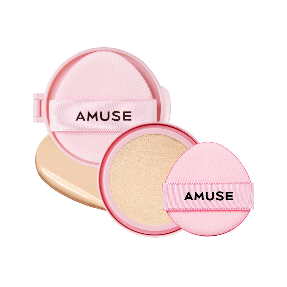Amuse Beige Seoul Dew Power Vegan Cushion [Refill] 1.5 Natural Pure | Clear | Dewy Glow Long-Lasting Cleanbeauty Lightweight Natural Look Founda