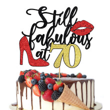 Crseniny Still Fabulous at 70 Cake Topper Happy 70th Birthday Cake Topper Queen H?je h?le Store r?de l?ber Cake Topper Kvinder 70 ?rs f?dselsdags