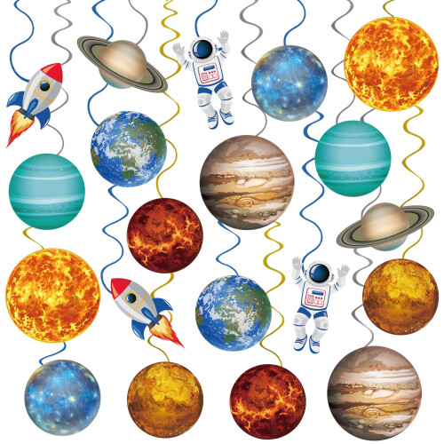 40Pcs Solar System Hanging Swirl Decorations Outer Space Party Ceiling ...