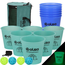 Olsa Giant Yard Pong Outdoor Games, Toss Games for Beach, Camping, Lawn and Backyard, Adults and Family (Green & Blue Glow in Dark)