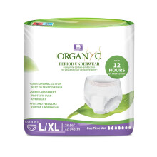 Organyc-certificeret ?kologisk bomuld engangsundert?j til sensitiv hud 12 timers komplet beskyttelse St?rrelse L/XL 4 t?ller