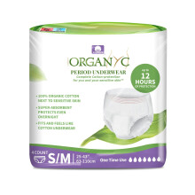 Organyc - certificeret ?kologisk bomuld engangsundert?j til f?lsom hud Superabsorberende til kvinder hele dagen eller natten over S/M 4 t?ller