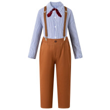 Fantasia de pioneiro para meninos Okbebe, fantasia de aldeo colonial infantil (azul 6-8 anos)