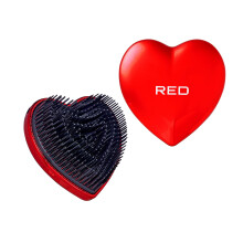 R?d fra Kiss Sweet Heart h?rb?rste Kompakt og b?rbar rejsest?rrelse Hjerteformet detangler To-etages fleksible t?nder B?rsteh?r Styler-b?rstecove