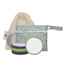 Greenzla genanvendelige makeupfjernerpuder rejsest - 12-pak mikrofiber bomuldspuder mrkt kul bomuldsrunder og bambusfrott-ansigtsservietter ti