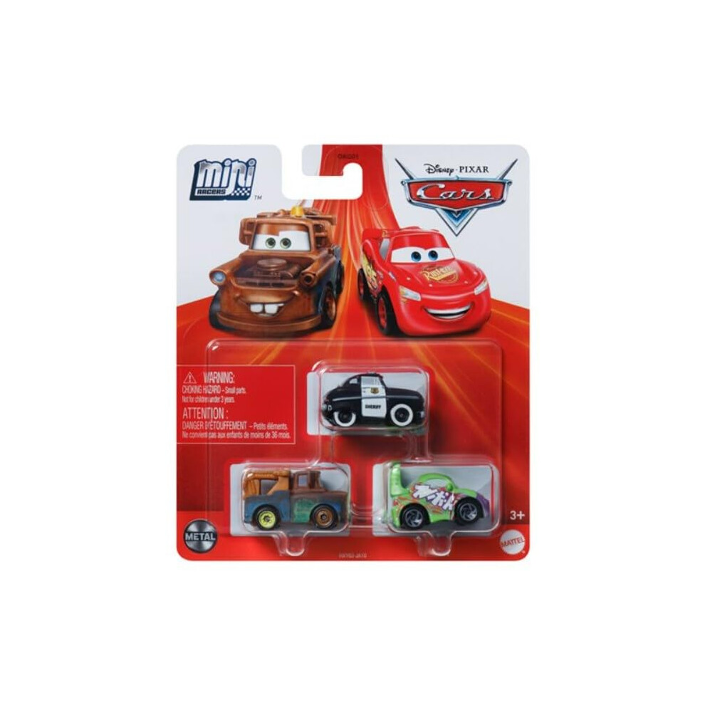 Disney Cars Mini Racers 3 Pack (Speed Limit Mater Sheriff And Wingo)