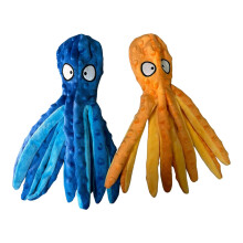 WISHSTORE Squeaky Octopus Dog Lelut - ei täyttöä ryppyinen pehmolelu - 2 kpl pakkaus (oranssi ja sininen)