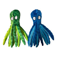 WISHSTORE Squeaky Octopus Dog Lelut - ei täytettä ryppyinen pehmolelu - 2 kpl pakkaus (sininen ja vihreä)