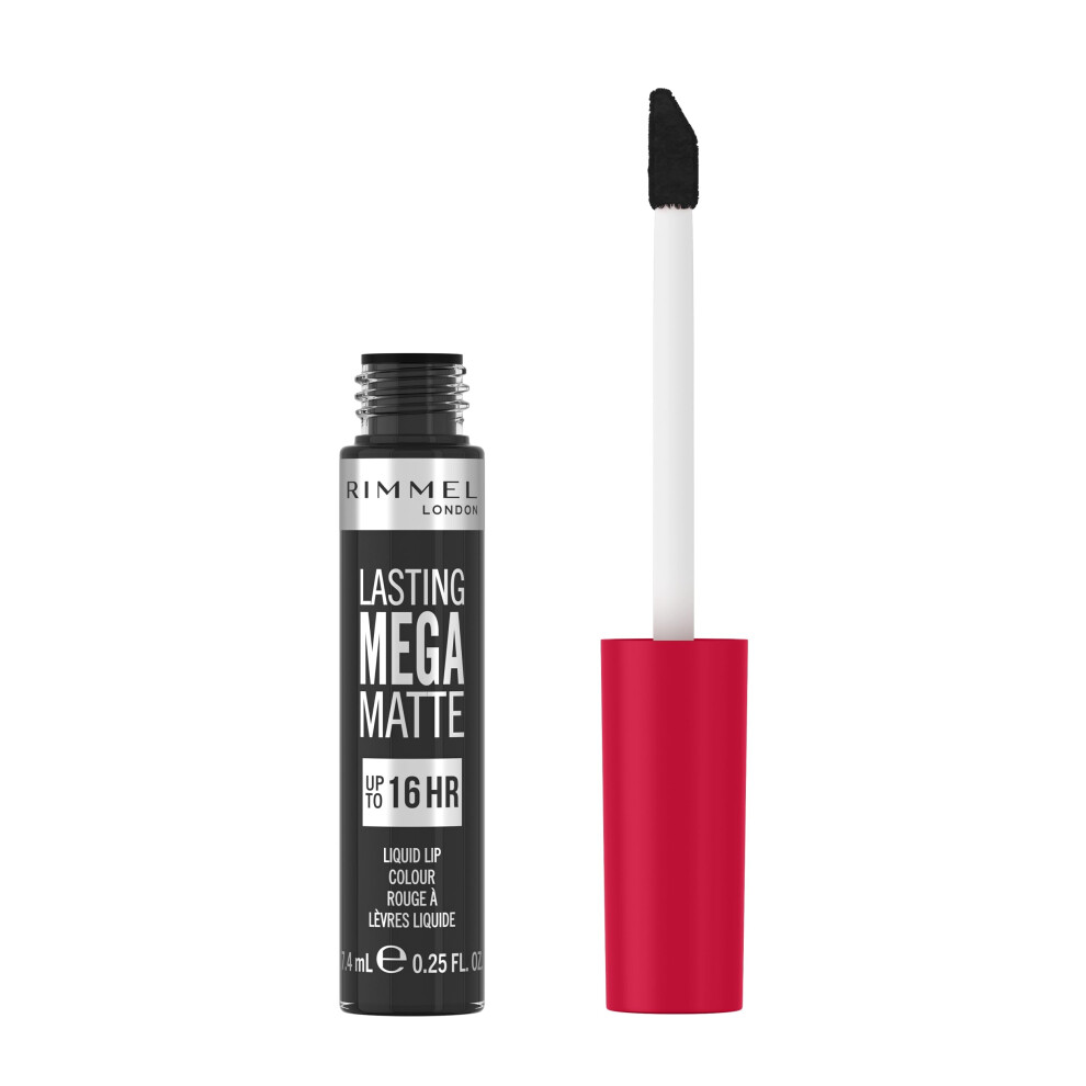 Rimmel London Lasting Mega Matte Liquid Lipstick  Long-Lasting  Hydrating  Vegan Formula - 840 - Pitch Black  0.25oz