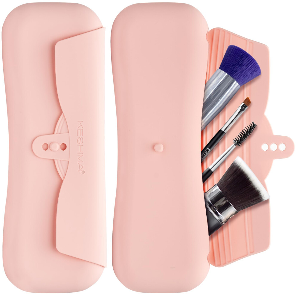 Keshima Silicone Makeup Brush Holder - Soft Stylish Travel Makeup Brush Holder For Beauty On-The-Go
