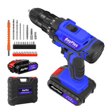 (Blue-2 Batteries) DayPlus Cordless Drill Driver Screwdriver 3/8 Inch Chuck 1500mAh Li-ion Battery and Charger, 45N.m, 25+1 Torque, 2 Variable Speed, LED Light