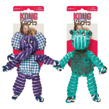 KONG Floppy Knots Combo Hondenspeelgoed - Hippo en Olifant Bundel - Interne Geknoopte Touw