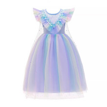 Elegante margarida criana meninas unicrnio fantasia festa de aniversrio vestido de tule azul traje de princesa com capa tamanho 4t