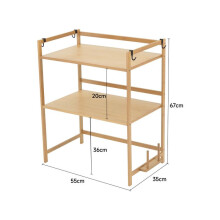 (Style A - Natural - 2-Tier) AceHome 1/2-Tier Wooden Free Standing Storage Organizer, Kitchen Bakers Rack, Microwave Oven Shelf, For Spices, Pots, and Pans