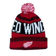 Outerstuff NHL Kids Youth 8-20 One Size Team Farve Primr Logo Sports Tech Strik Cold Weather Hockey Pom Beanie Hat - Detroit Red Wings - Rd