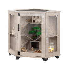unipaws Chinchillas Cage with Ramp Rat Cage with House Hedgehog Cage Critter Nation Cage for Hamster Mice Clear Acrylic Corner Small Animal Cage