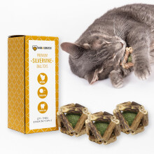 Hide & Scratch 3 pakke Premium Silvervine og Catnip Rattle Ball Legetj - Helt naturligt hndvvet kattetyggetj til indendrs katte for at stimu