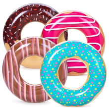 SLOOSH 4 Pack Pool Floats Pool Tube for Kids Swim Rings Inflatable Tubes Donut Floatie Ring Water Toys for Swimming Summer Beach Party (Donut)