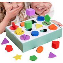 Shape Sorter Toy,Educational Shape & Color Matching Game | Wooden STEM Learning Toy for Boys Girls to Develop Fine Motor Skills