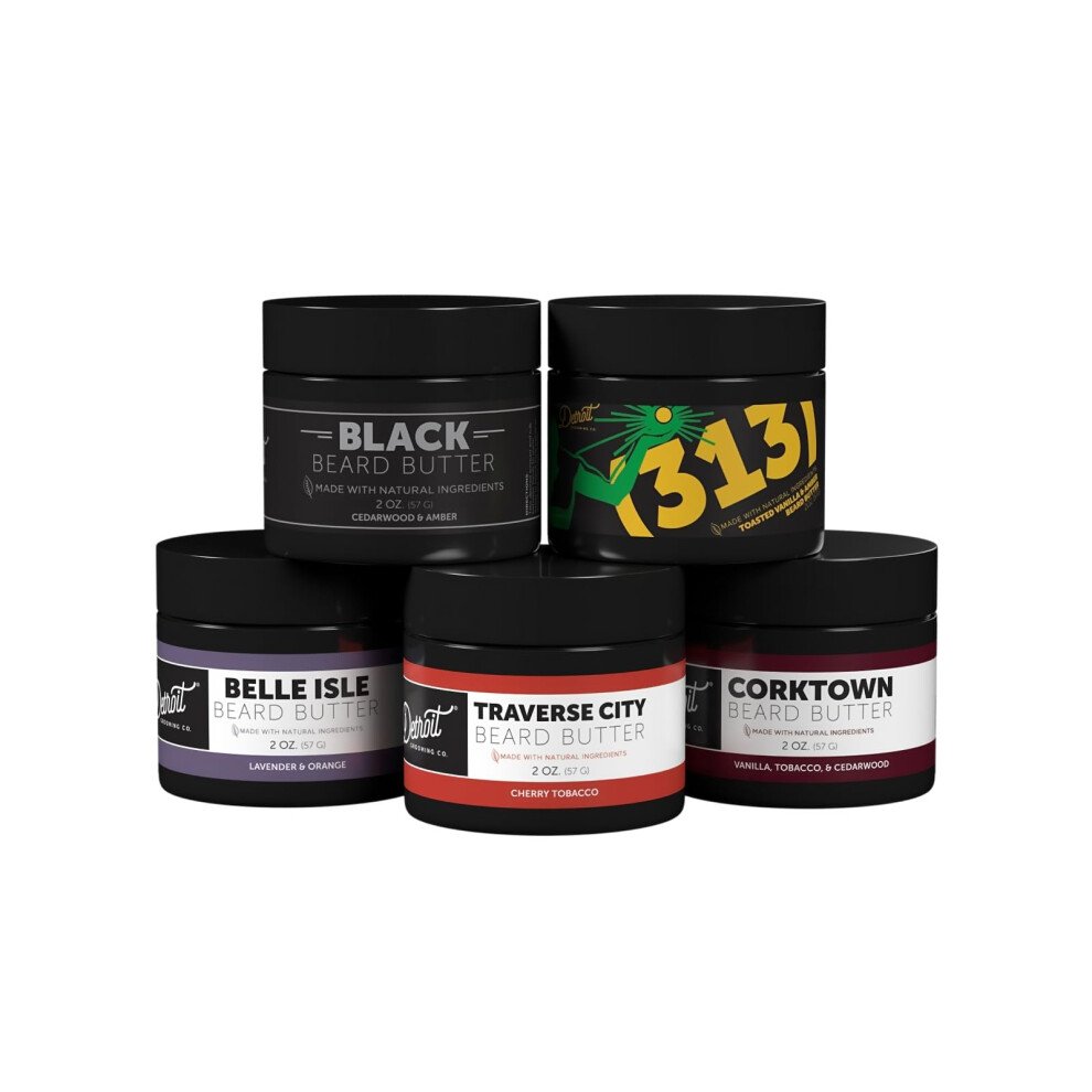 Detroit Grooming Co. Beard Butter Variety Pack | 5 Signature Scents | Softens Thickens & Hydrates With Safflower Oil & Shea Butter | Premium Bea