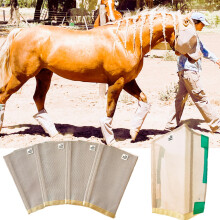 Botas de mosca de cavalo de tamanho mdio respirvel malha de plstico leggings para cavalos conjunto de 4 botas soltas