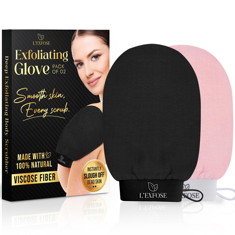 L'exfose Kessa Hammam Deep Exfoliating Glove For Shower - Korean Exfoliating Mitt Body Scrubber Ideal For Dead Skin Remover Keratosis Pilaris & Self