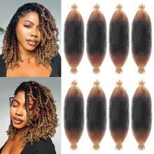 Joustavat Afro Twist -hiukset, 8 pakettia Marley Twist -punoitetut hiukset, 12 tuuman esinuhkivat jousikierretyt hiukset pehmeille Afro Twist -hiuksi