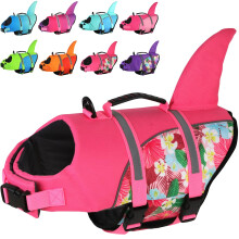 Colete salva-vidas Doglay Dog Ripstop Colete salva-vidas para ces Tubaro fofo com flutuabilidade superior e ala de resgate Coletes salva-vidas