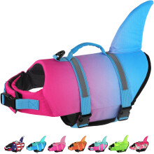 Colete salva-vidas para ces Dogcheer Colete salva-vidas para ces de tubaro bonito para natao em barco com flutuabilidade superior e ala de