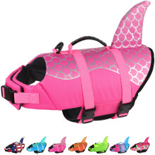 Dogcheer Hunde-Schwimmweste, niedliche Hai-Hunde-Schwimmweste zum Schwimmen, Bootfahren, mit hervorragendem Auftrieb und Rettungsgriff, verstellbare