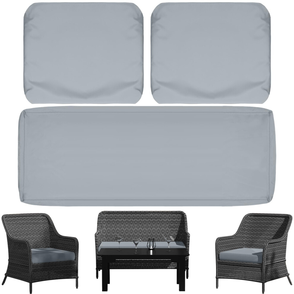 3 Pack Patio Seat Cushions Replacement Covers Waterproof Outdoor Loveseat Cushion Covers - Anti-slip Wicker Furniture Cushion Covers Fit for 4-Seater