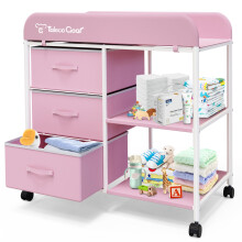 Baby Changing Table  Portable Changing Table  Diaper Changing Station with Waterproof Pad  Changing Table Dresser with 3 Storage Baskets  Mobile Nurse