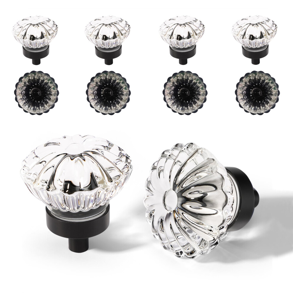 Flower Crystal Cabinet Knobs Cabinets Knob 8 Pack Matte Black Base And Clear Crystal Small Pull For Closet Dresser Drawers Cupboard Wardrobe Vintage 635408119636