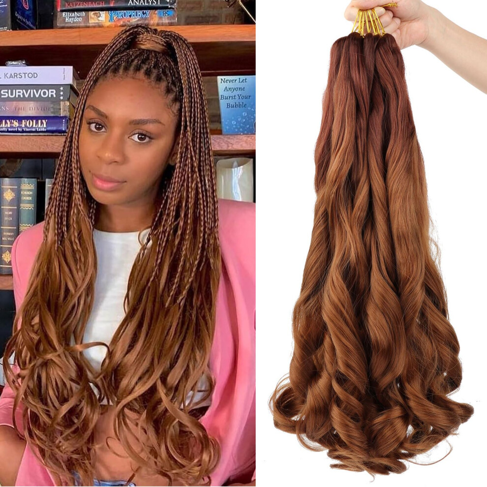 Lmzim French Curl Braiding Hair Pre Stretched 24 Inch Loose Wavy 8 Pack Bouncy French Curly Braiding Hair Extensions 75G/Pack French Curls Synthetic Crochet