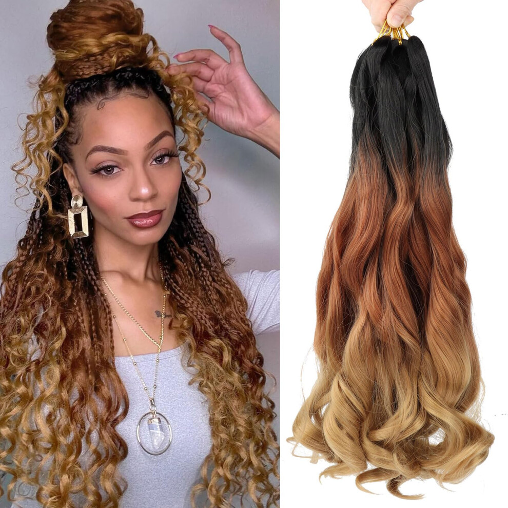 Lmzim French Curly Braiding Hair 24 Inch 8 Packs French Curl Braiding Hair Loose Wavy Curly Braiding Hair Bouncy Braiding Hair Synthetic Hair Extensions For
