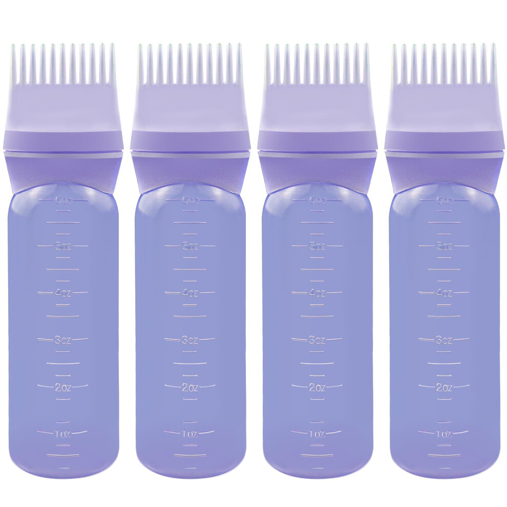 Elane 4 Pcs Root Comb Applicator Bottle 6Oz Hair Oil Applicator Bottle For Hair Oil Comb Applicator Hair Bottle Applicator For Hair Dye Shampoos Hair