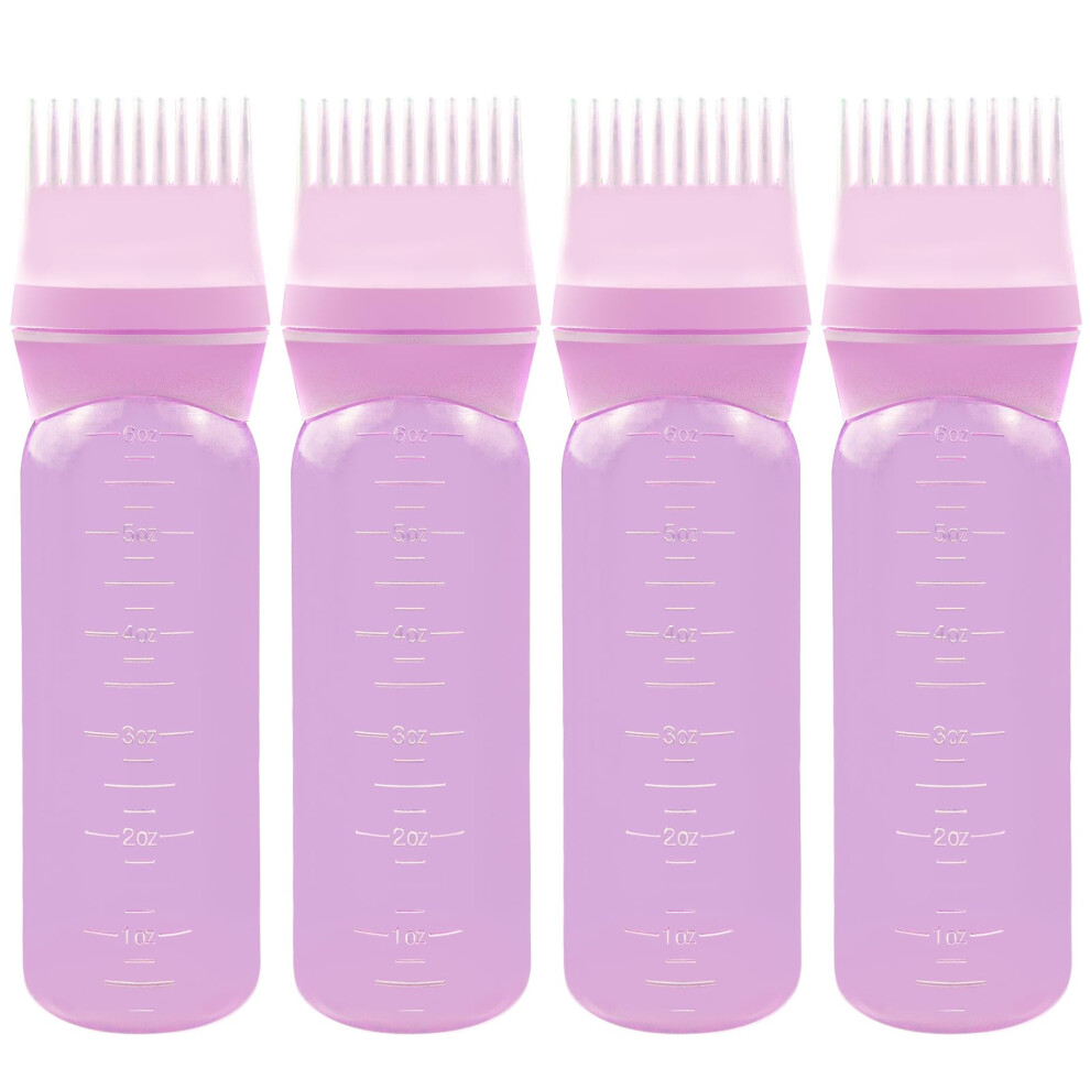 Elane 4 Pcs Root Comb Applicator Bottle 6Oz Hair Oil Applicator Bottle For Hair Oil Comb Applicator Hair Bottle Applicator For Hair Dye Shampoos Hair