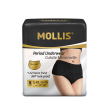 MOLLIS Wegwerpondergoed voor dames Postpartum slipje Zwangerschapsslips Heavy Flow Lekvrij Zwart Large / XLarge 8 Count