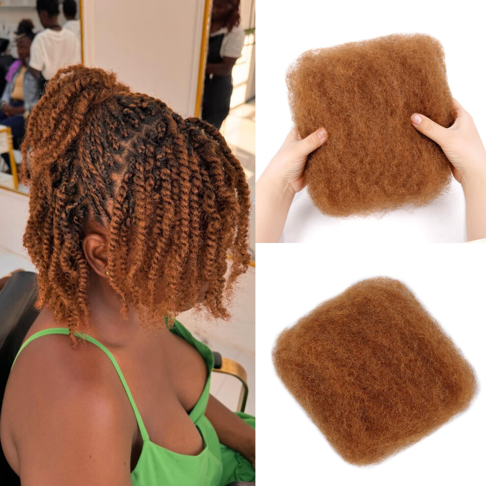 Builson Unisex Afro Kinkys Bulk Human Hair -100% Real Human Hair For Mini Twist Braiding Loc Extensions & Crochet Kinky Curly Hair Bundles Natural Afro Bulk For