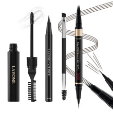 Microblading Eyebrow Pen Kit - Waterproof Brow Makeup Set with Eyebrow Pencil Eyebrow Gel Clear Eyeliner Dual-ended Eyebrow Brush Natural Loo