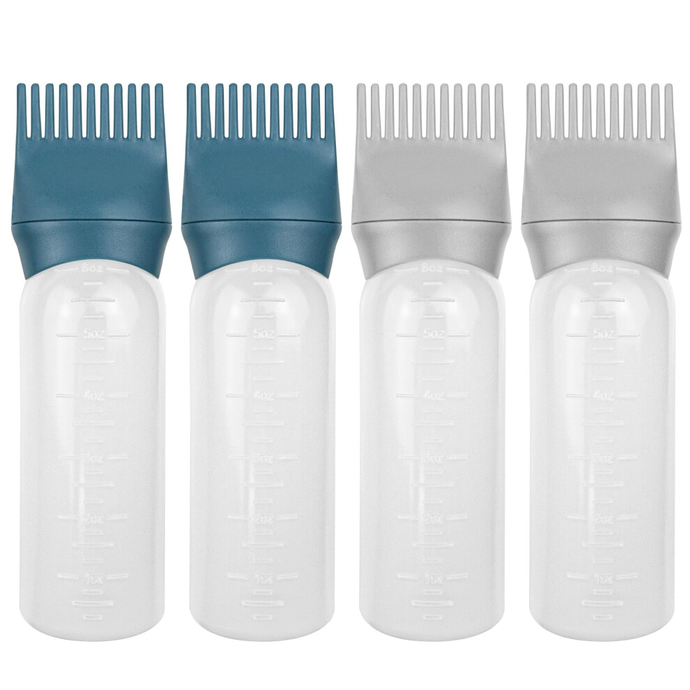 Elane 4 Pcs Root Comb Applicator Bottle 6Oz Hair Oil Applicator Bottle For Hair Oil Comb Applicator Hair Bottle Applicator For Hair Dye Shampoos Hair