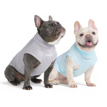 Spark Paws Dog T-Shirt  Quick Dry Soft Stretchy  Lightweight Breathable for Dogs with Sensitive Skin - Blue & Grey (Set of 2) - L
