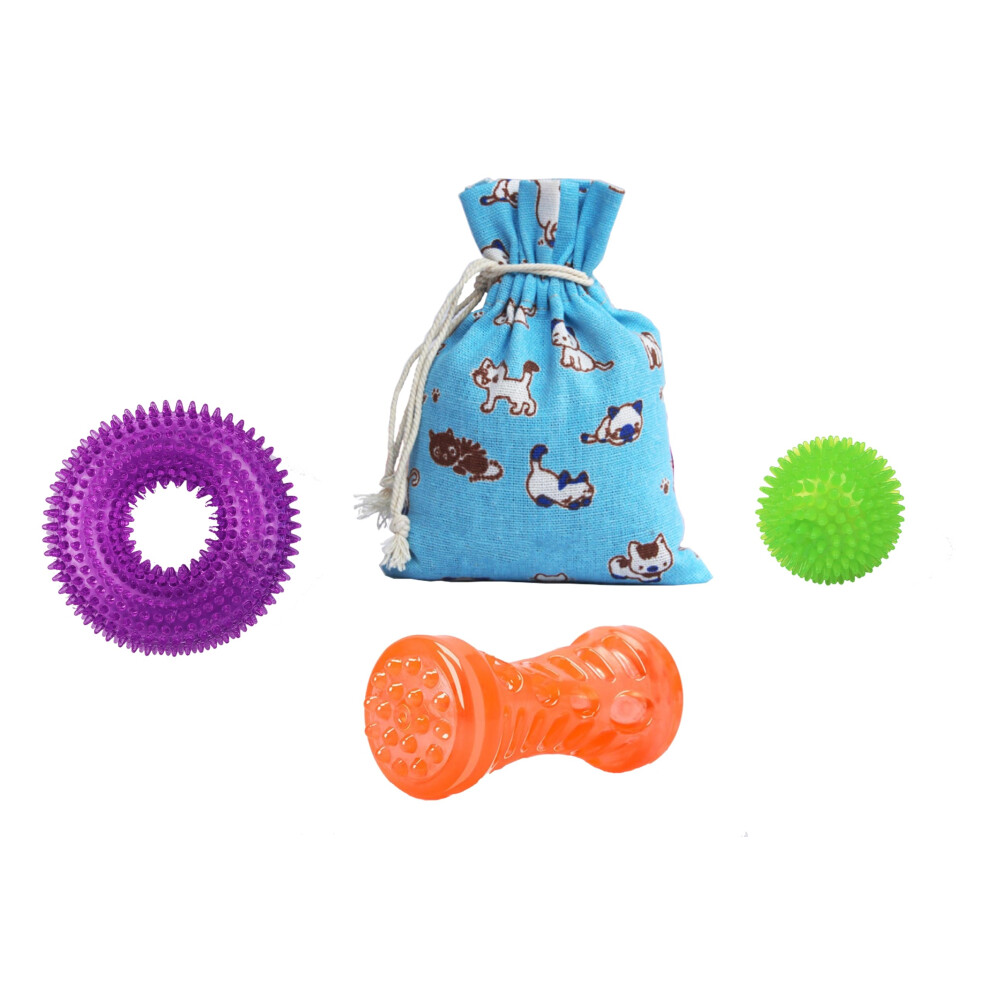 Ycozy 3 Pack Dog Squeaky Toys for Small/Medium Dogs Aggressive Chewers TPR Rubber Dog Chew Toys Puppy Teething Toys Resistant Storage Bag Included