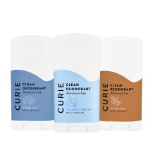 Curie Aluminiumfreies Deodorant Calm & Cool Stick Trio Natrliches Deodorant, Parabenfrei, Tierversuchsfrei, Vegan Kokosnektar, Meeresluft und We