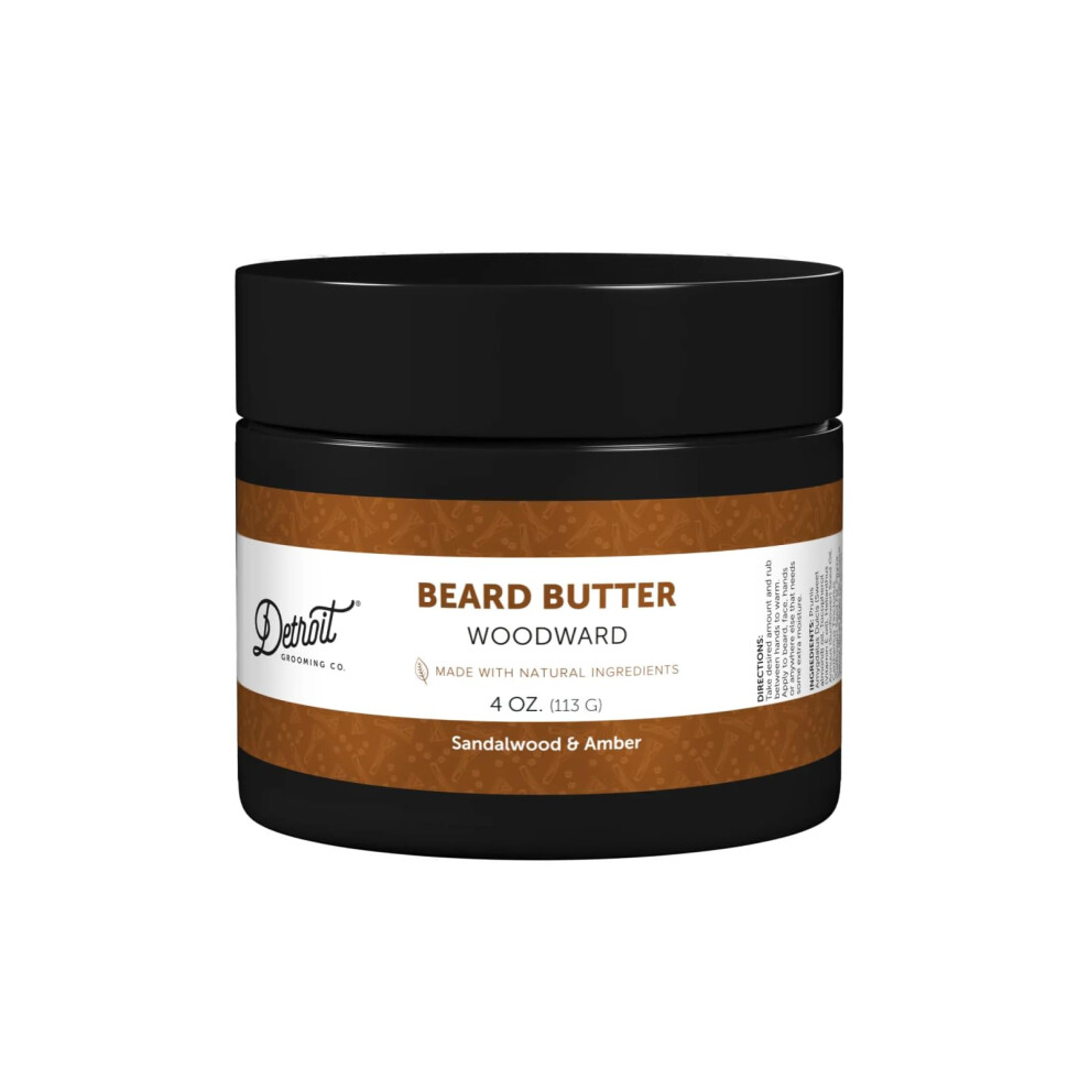 Detroit Grooming Co. Beard Butter For Men | Softens Thickens & Hydrates With Safflower Oil & Shea Butter | Woodward Scent 4Oz