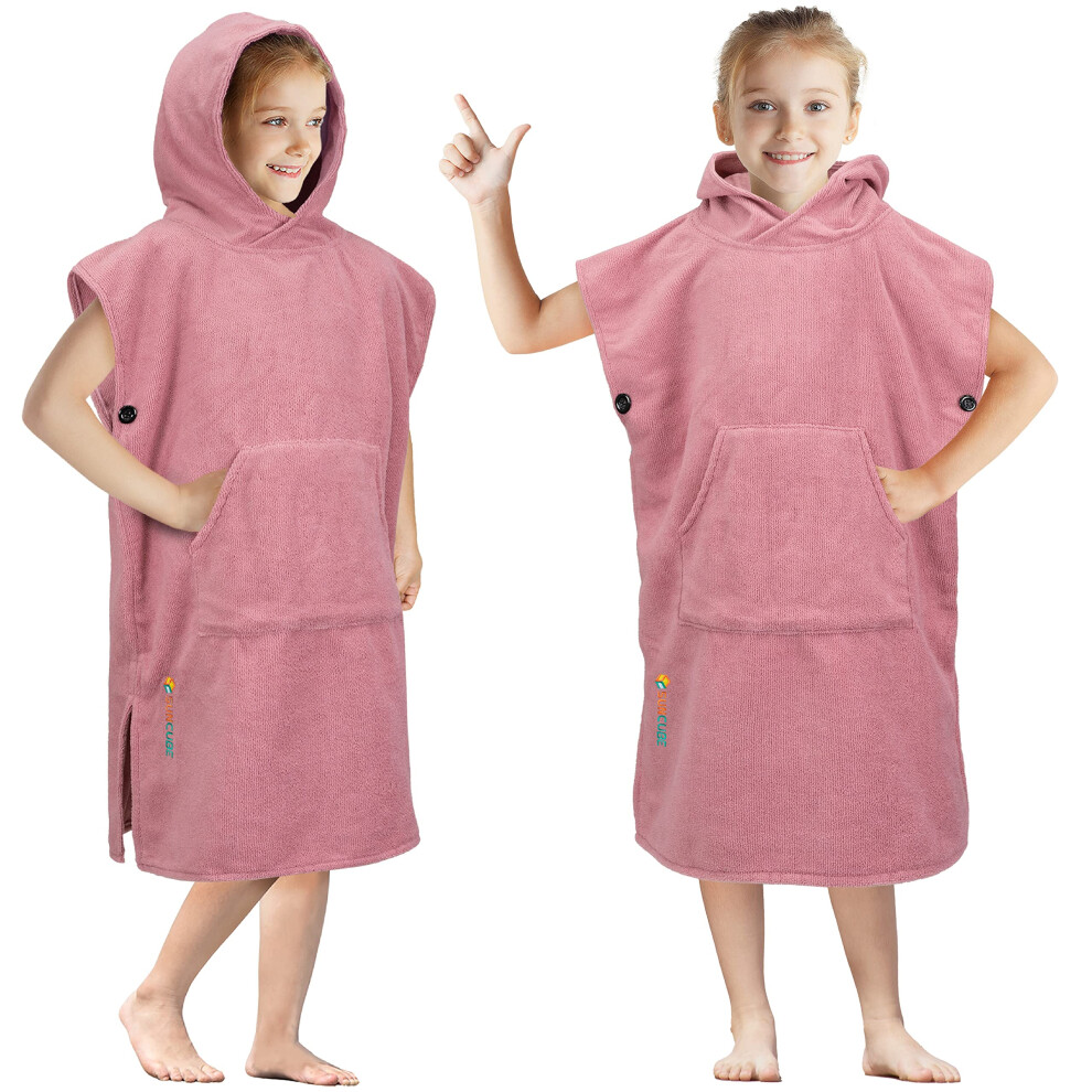 SUN CUBE Kids Changing Robe Surf Poncho Kids Beach Towels Hooded Towel for Teens Bath Pool Microfiber Quick Dry Wearable Towel Poncho with Hood Sw