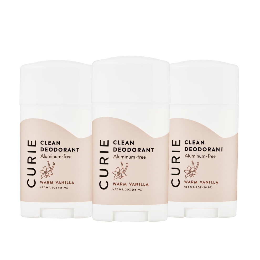 Curie White Aluminum Free Deodorant - Warm Vanilla - Natural Deodorant, Paraben Free, Cruelty Free, Non-Toxic, Vegan (3Pk)