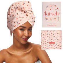 Kitsch XL Mikrofaser-Haarhandtuch fr Frauen  Mikrofaser-Handtuch, super saugfhig, schnell trocknend, Anti-Frizz  fr lange und kurze Haare, Turba